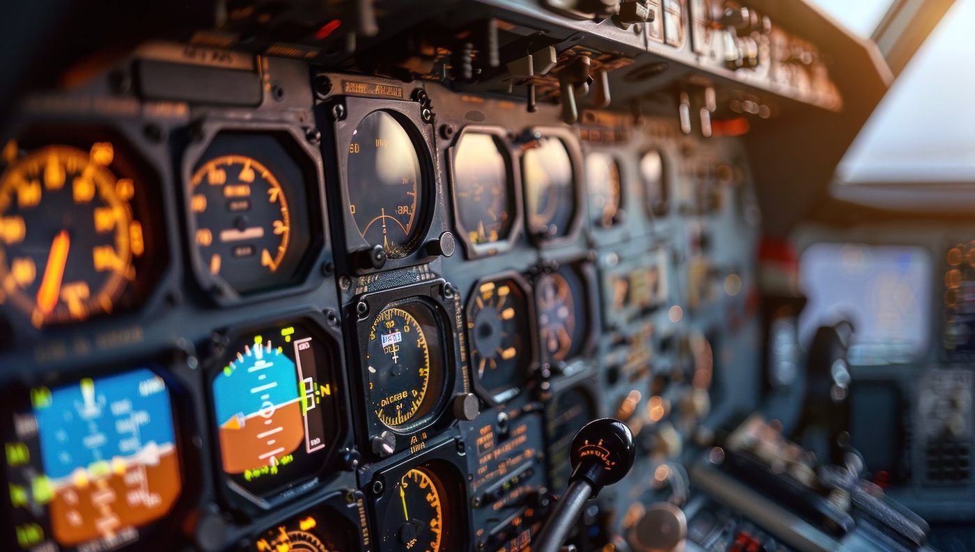Legacy cockpit instrument panel with round ATI-format gauges